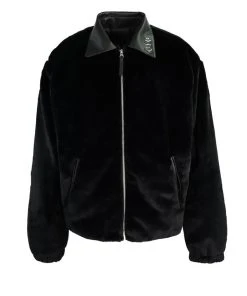 [OY] FW 21 LEATHER LOGO FUR JACKET-BLACK Best Sellers