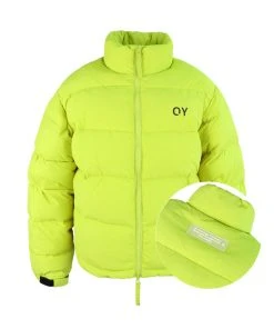 Best Sellers [OY] FW 21 SIDE ZIPPER LOGO DOWN JUMPER-NEON GREEN
