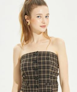 [CRANK] FW 21 CHECK BUSTIER JACKET_BK