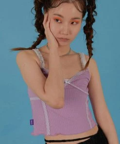 [RAYOUNG] 20SS C Lace Sleeveless T_PURPLE
