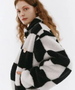 [ROCCI ROCCI] Winter 21 Rose Fleece Highneck Zipup [CHECKERBOARD] Best Sellers