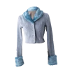 Best Sellers [ONMYOWN] FW 21 Baby Blue Fluffy Collar Trim Cardigan