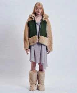 [ODLYWORKSHOP] FW 21 Green And Rocky Goat Fur Jacket