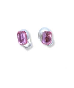 [HURJABOYACC] Seasonless Gem X Pearl Earrings_Pink