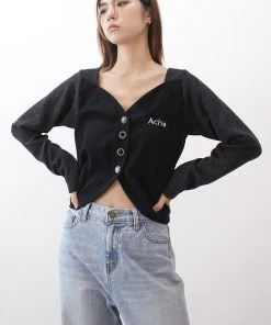 [ACHO] FW 21 Unique Crop Cardigan_Black Best Sellers