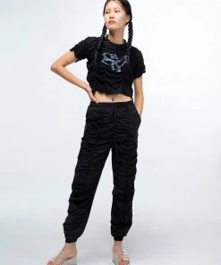[GIMMETHEYOUNG] 20SS G_CENTER SHIRRING PANTS / BLACK