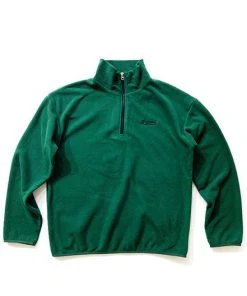 [GINGHAMBUS] FW 21 LOGO FLEECE HALF ZIPUP PULLOVER DARKGREEN Best Sellers