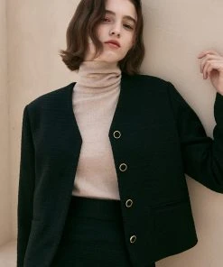 [JOORTI] Winter 21 J864 None Collar Jacket (black) Best Sellers