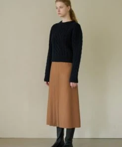 [STEP AROUND] FW 21 FRONT TUCK A-LINE LONG SKIRT_CAMEL Best Sellers