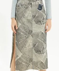 [CRANK] FW 21 DENIM PRINTING LONG SKIRT_BK