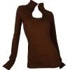 [CODE SHION] Winter 21 Front Slit High Neck Top [brown]