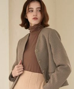 [JOORTI] Winter 21 J863 None Collar Jacket (grey)