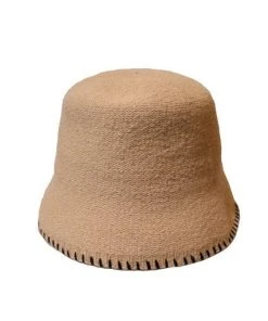 [SLEEPY SLIP] Seasonless STITCH WOOL BEIGE BUCKET HAT
