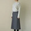 [STEP AROUND] FW 21 FRONT TUCK A-LINE LONG SKIRT_GREY Best Sellers