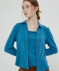 [BENSIMON] FW 21 SHIRTS CARDIGAN SLEEVE SET - BLUE Best Sellers