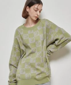 [LUV IS TRUE] Winter 21 CHECKERBOARD KNIT(GREEN) Best Sellers