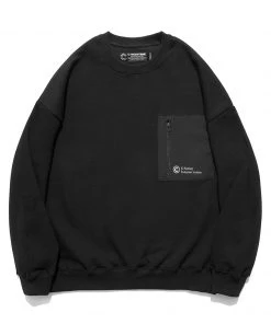 [C ROUTINE] FW 21 C ROGO CHEST ZIP POCKET CREWNECK-BLACK Best Sellers