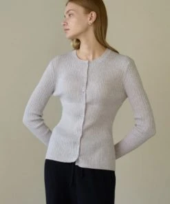 [STEP AROUND] FW 21 BUTTON DETAIL SLIM CARDIGAN_GREY