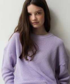 [ROCCI ROCCI] FW 21 Soft Cotton Drop Shoulder Waffle Knitwear LAVENDER