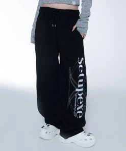 Best Sellers [SETUP EXE] Winter 21 Silver Stitch Logo Sweatpants [Black]