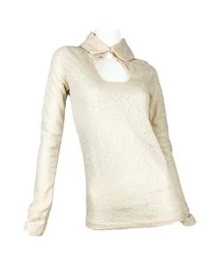 [CODE SHION] Winter 21 See-through Front Slit High Neck Top [ivory] Best Sellers