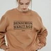 Best Sellers [BENSIMON] FW 21 HERITAGE LOGO CROP SWEATSHIRTS - BEIGE