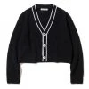[ROCCI ROCCI] FW 21 Soft Cotton Waffle Line Crop Cardigan BLACK Best Sellers