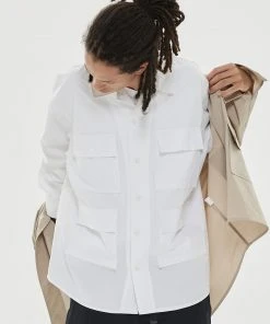 Best Sellers [HAVEOFFDUTY] FW 21 BIO COTTON B.D.U SHIRTS(WHITE)