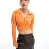 [CAPRICIEUX] Winter 21 VNECK COLLAR CROP KNIT_ORANGE