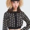[CRANK] Winter 21 FLOWER KNIT CARDIGAN_BK Best Sellers