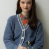 Best Sellers [ROCCI ROCCI] FW 21 Soft Cotton Waffle Line Crop Cardigan STONE BLUE