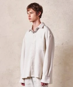 [DWSCOMPANY] Winter 21 Tweed Blanket Shirt (ivory) Best Sellers
