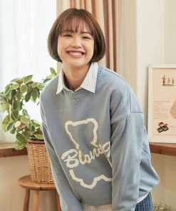 [AQOSTUDIOSPACE] FW 21 AQO X BLDN BIG BEAR KNIT SKYBLUE