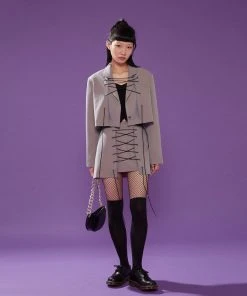 Best Sellers [PLASMASPHERE] FW 21 CORSET SKIRT(BEIGE)