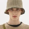 [LECYTO] Seasonless SMOCK PAPER KNIT BUCKET HAT_[OLIVE]
