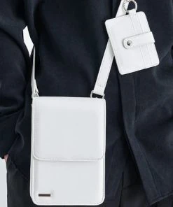 [SSY] Seasonless MINIMAL BAR SQUARE LEATHER BAG & CARDWALLET WHITE