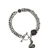 [STEEL EDITION] Seasonless Oil Painting Snake Rose Toggle Bar Bracelet_19-23cm