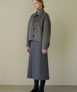 [STEP AROUND] FW 21 HANDMADE WOOL HALF COAT_CHARCOAL