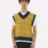 Best Sellers [LECYTO] FW 21 SMOCK PUNCHING V-NECK VEST_[MUSTARD]