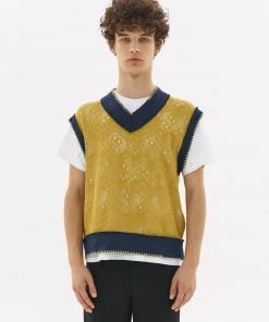 Best Sellers [LECYTO] FW 21 SMOCK PUNCHING V-NECK VEST_[MUSTARD]