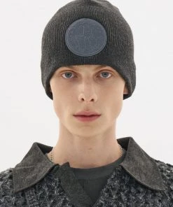 Best Sellers [LECYTO] Seasonless CIRCLE PATCH KNIT BEANIE_[CHARCOAL]