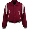 Best Sellers [OY] FW 21 METAL LOGO VARSITY JACKET-BURGUNDY