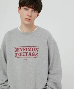 [BENSIMON] FW 21 HERITAGE LOGO OVER SWEATSHIRTS - MELANGE GREY Best Sellers