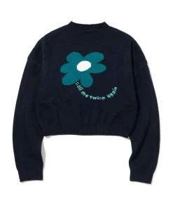 [ROCCI ROCCI] Winter 21 Flower Balloon-fit Pullover [NAVY]