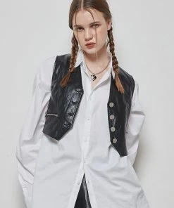 [LUV IS TRUE] Winter 21 LEATHER VEST(BLACK)