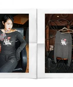 [RURU] FW 21 I LOVE CAT HOODIE LONG SLEEVE [CHARCOAL]