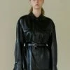 [STEP AROUND] FW 21 FAKE LEATHER POCKET SHIRTS_BLACK Best Sellers