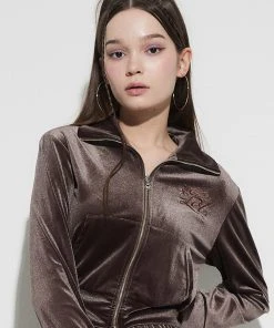 [LUV IS TRUE] Winter 21 VELVET ZIP UP(BROWN)