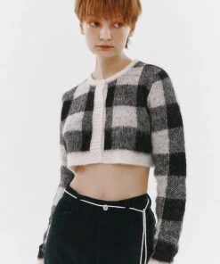 Best Sellers [ROCCI ROCCI] Winter 21 Mohair Fuzzy Cropped Cardigan [BLACK]