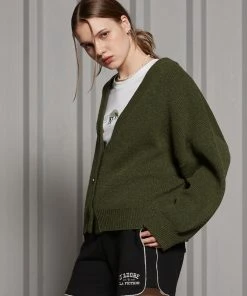 [LARTIGENT] FW 21 CROP CARDIGAN(KHAKI)